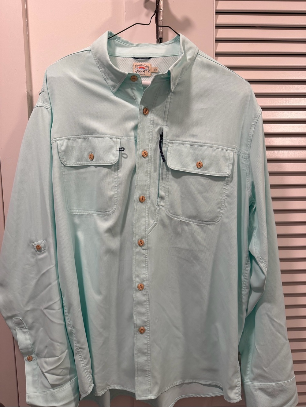 Faherty Light Aqua Long-Sleeve Button-Down Shirt